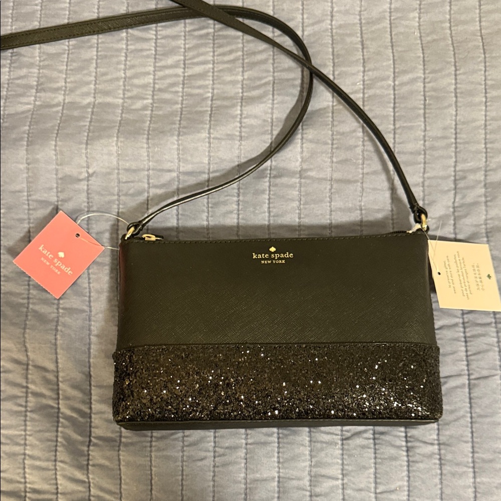 Kate Spade Ramey Black Sparkle Crossbody Bag